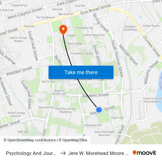 Psychology And Journalism to Jere W. Morehead Moore College map