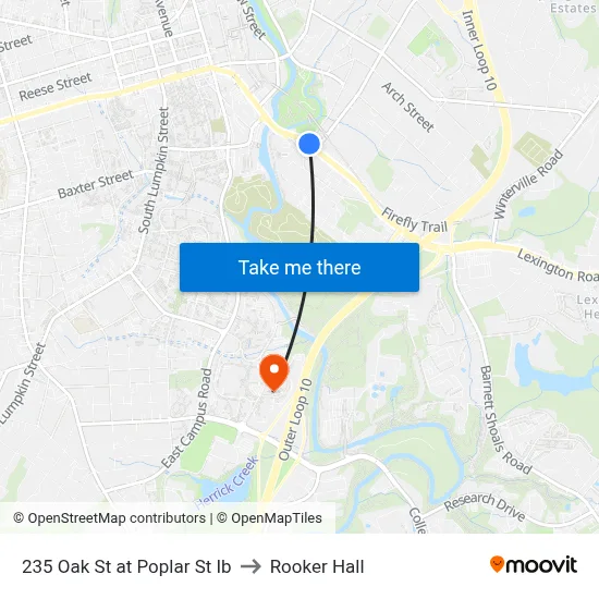 235 Oak St at Poplar St Ib to Rooker Hall map