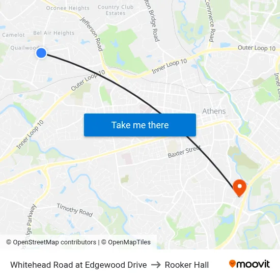 Whitehead Road at Edgewood Drive to Rooker Hall map