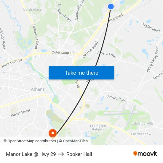 Manor Lake @ Hwy 29 to Rooker Hall map