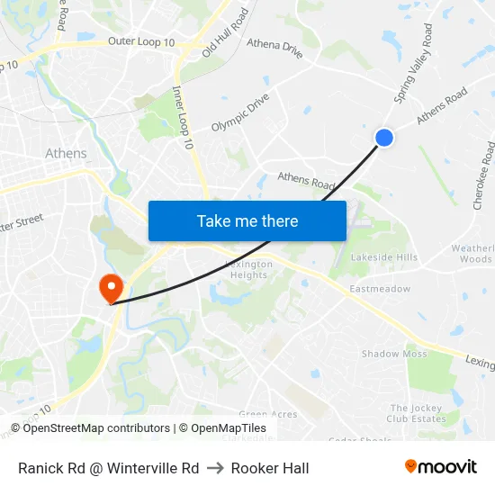 Ranick Rd @ Winterville Rd to Rooker Hall map