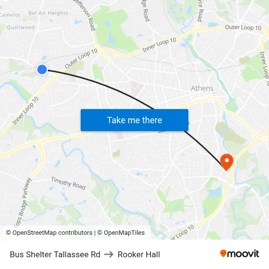 Bus Shelter Tallassee Rd to Rooker Hall map