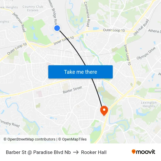 Barber St @ Paradise Blvd Nb to Rooker Hall map
