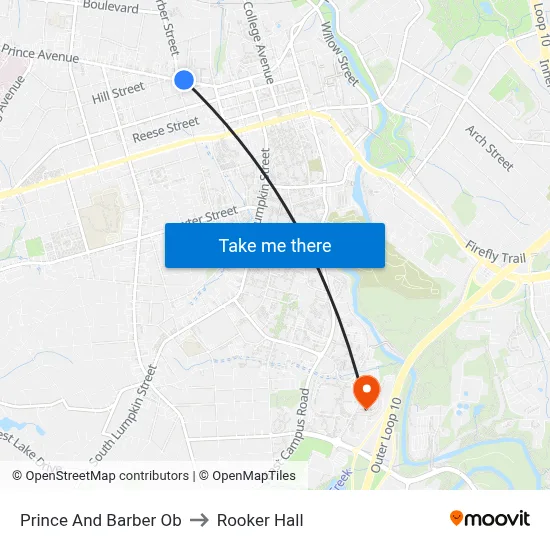 Prince And Barber Ob to Rooker Hall map