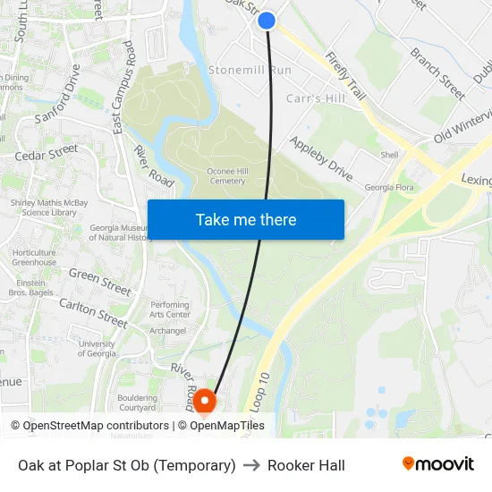 Oak at Poplar St Ob (Temporary) to Rooker Hall map