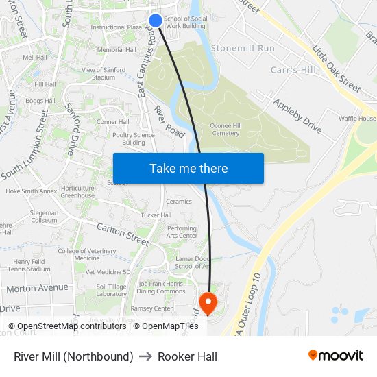 River Mill (Northbound) to Rooker Hall map