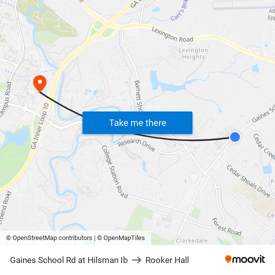 Gaines School Rd at Hilsman Ib to Rooker Hall map