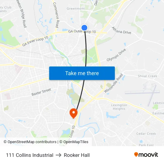 111 Collins Industrial to Rooker Hall map