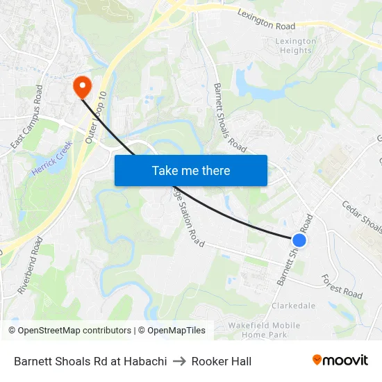 Barnett Shoals Rd at Habachi to Rooker Hall map