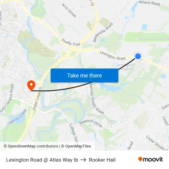 Lexington Road @ Atlas Way Ib to Rooker Hall map