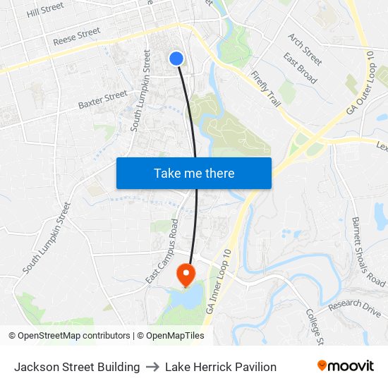 Jackson Street Building to Lake Herrick Pavilion map