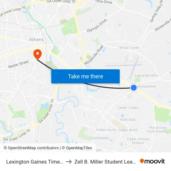 Lexington Gaines Time Point Only to Zell B. Miller Student Learning Center map