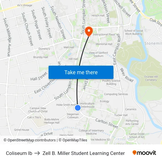 Coliseum Ib to Zell B. Miller Student Learning Center map