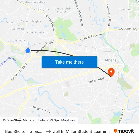 Bus Shelter Tallassee Rd to Zell B. Miller Student Learning Center map