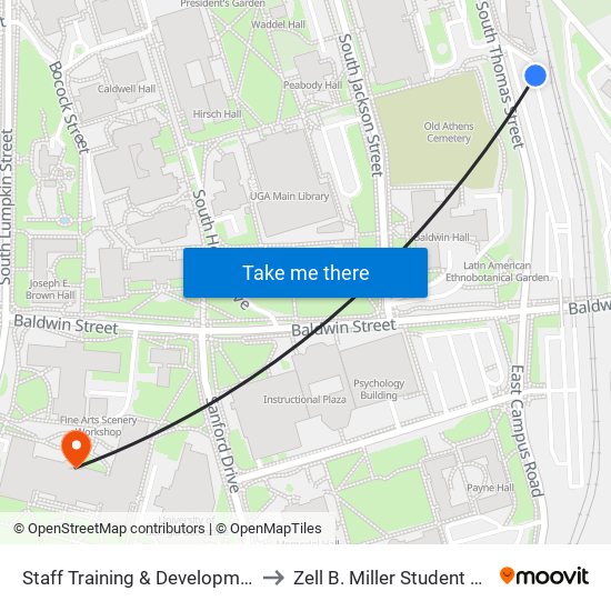 Staff Training & Development (Northbound) to Zell B. Miller Student Learning Center map