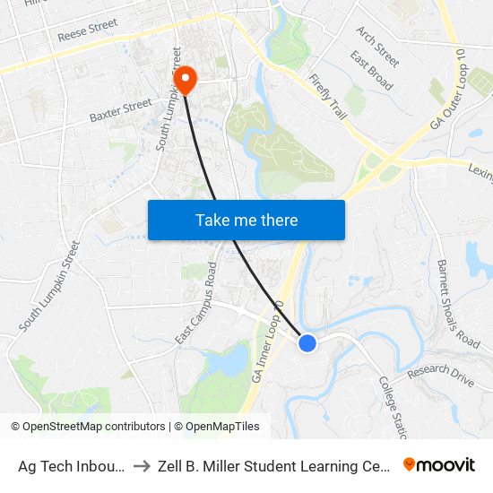 Ag Tech Inbound to Zell B. Miller Student Learning Center map