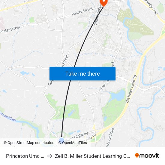 Princeton Umc Ob to Zell B. Miller Student Learning Center map