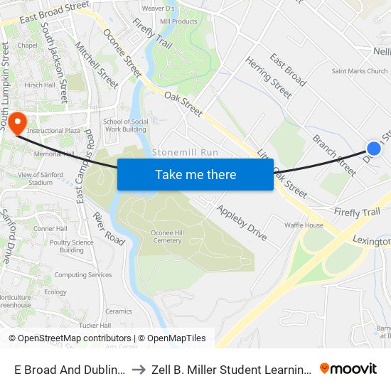 E Broad And Dublin St Ob to Zell B. Miller Student Learning Center map