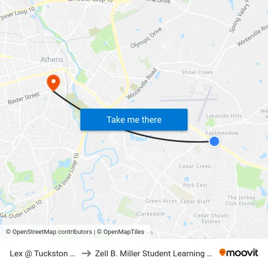 Lex @ Tuckston Umc to Zell B. Miller Student Learning Center map