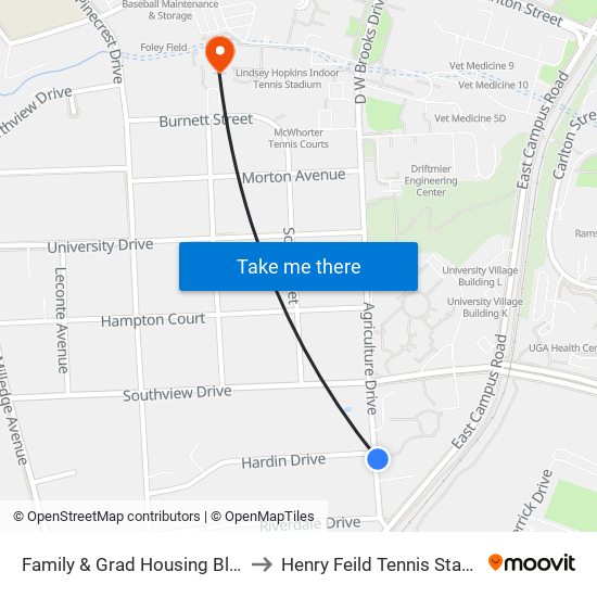 Family & Grad Housing Bldg G to Henry Feild Tennis Stadium map