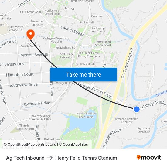 Ag Tech Inbound to Henry Feild Tennis Stadium map