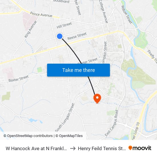 W Hancock Ave at N Franklin St Ob to Henry Feild Tennis Stadium map