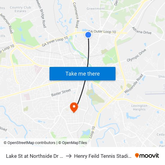 Lake St at Northside Dr Ob to Henry Feild Tennis Stadium map