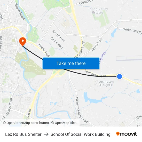 Lex Rd Bus Shelter to School Of Social Work Building map