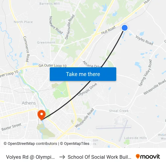 Volyes Rd @ Olympic Dr to School Of Social Work Building map