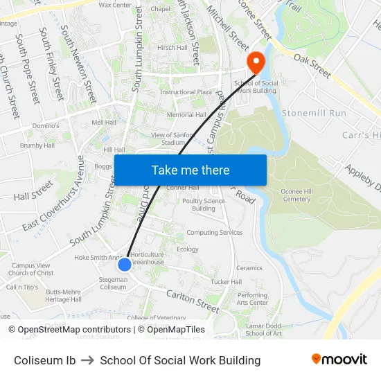 Coliseum Ib to School Of Social Work Building map