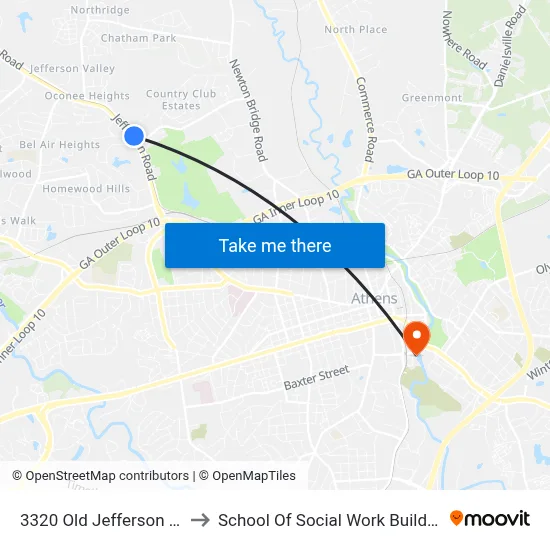 3320 Old Jefferson Rd to School Of Social Work Building map