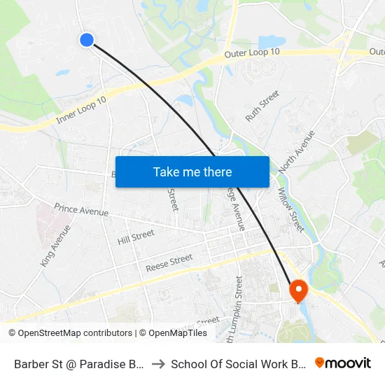Barber St @ Paradise Blvd Nb to School Of Social Work Building map