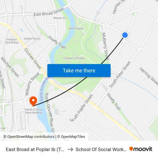 East Broad at Poplar Ib (Temporary) to School Of Social Work Building map