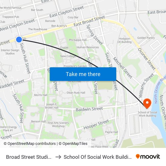 Broad Street Studios to School Of Social Work Building map