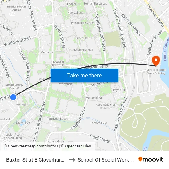 Baxter St at E Cloverhurst Ave Ib to School Of Social Work Building map