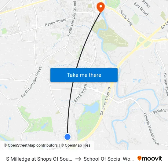 S Milledge at Shops Of South Athens Ob to School Of Social Work Building map