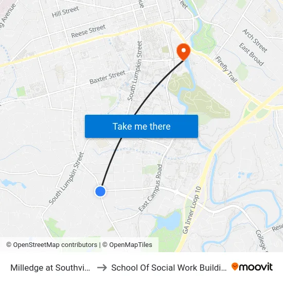 Milledge at Southview to School Of Social Work Building map