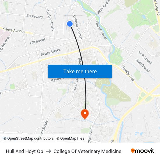 Hull And Hoyt Ob to College Of Veterinary Medicine map