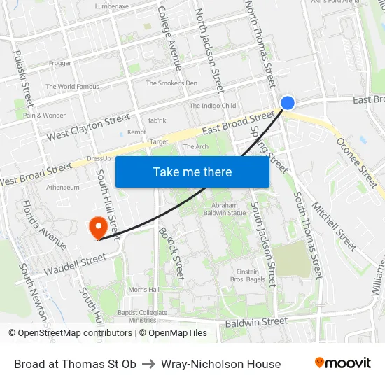 Broad at Thomas St Ob to Wray-Nicholson House map