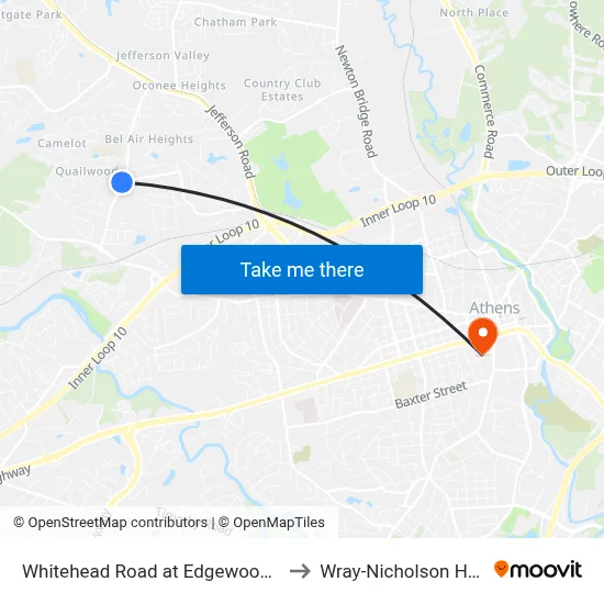 Whitehead Road at Edgewood Drive to Wray-Nicholson House map
