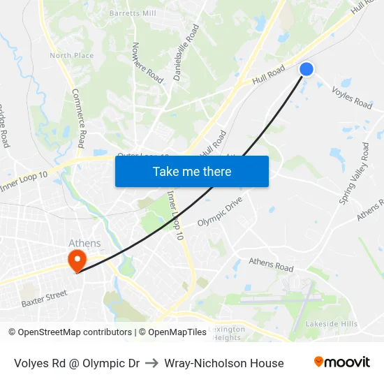 Volyes Rd @ Olympic Dr to Wray-Nicholson House map