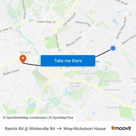 Ranick Rd @ Winterville Rd to Wray-Nicholson House map