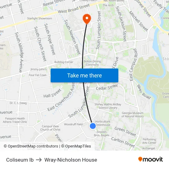 Coliseum Ib to Wray-Nicholson House map