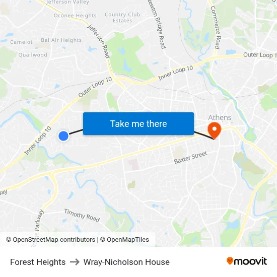 Forest Heights to Wray-Nicholson House map