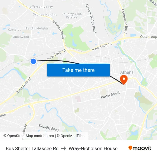 Bus Shelter Tallassee Rd to Wray-Nicholson House map