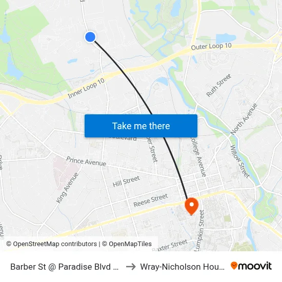 Barber St @ Paradise Blvd Nb to Wray-Nicholson House map