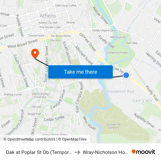 Oak at Poplar St Ob (Temporary) to Wray-Nicholson House map