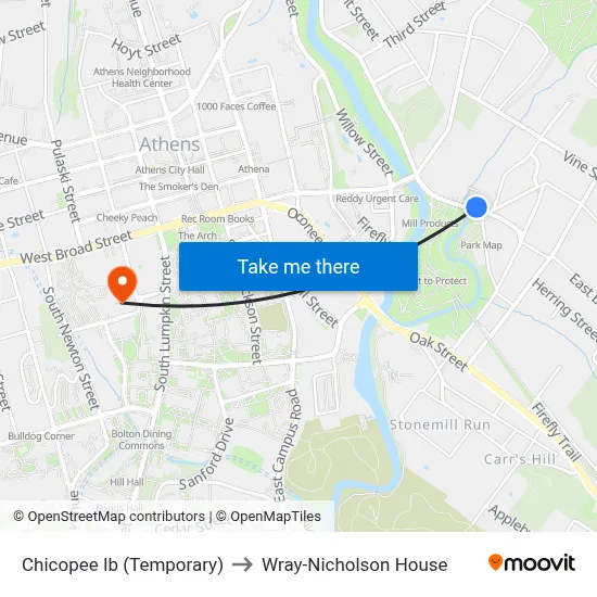Chicopee Ib (Temporary) to Wray-Nicholson House map