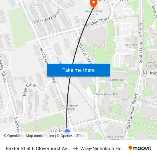 Baxter St at E Cloverhurst Ave Ib to Wray-Nicholson House map