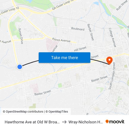 Hawthorne Ave at Old W Broad St Ib to Wray-Nicholson House map